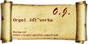 Orgel Jávorka névjegykártya